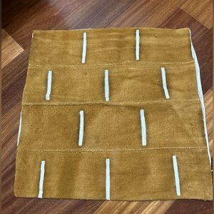 Mustard Yellow Accent Pillow Cover with White Stitch Detail